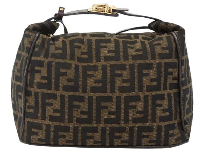 FENDI Zucca Canvas Vanity Hand Bag Brown Black - vista 2