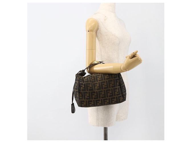 FENDI Zucca Canvas Vanity Hand Bag Brown Black - vista 23