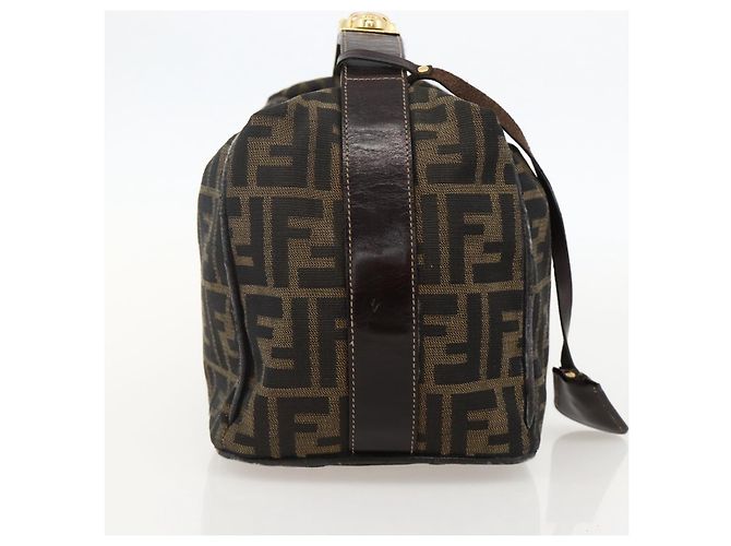 FENDI Zucca Canvas Vanity Hand Bag Brown Black - vista 4