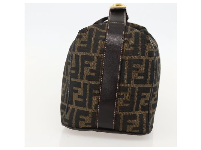 FENDI Zucca Canvas Vanity Hand Bag Brown Black - vista 5