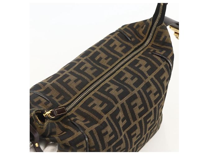 FENDI Zucca Canvas Vanity Hand Bag Brown Black - vista 8