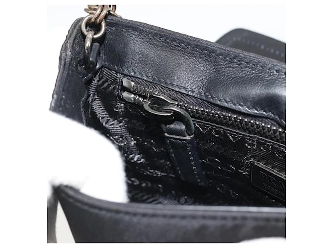 PRADA Chain Shoulder Bag Nylon Brown Silver - vista 21