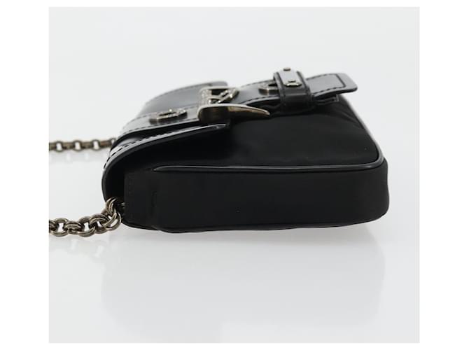 PRADA Chain Shoulder Bag Nylon Brown Silver - vista 5