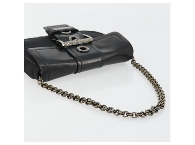 PRADA Chain Shoulder Bag Nylon Brown Silver - vista 7