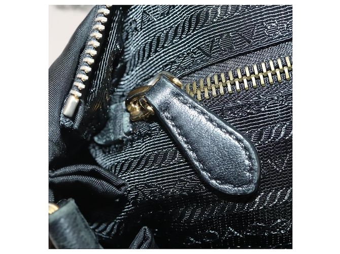 PRADA Hand Bag Nylon 2way Black Gold - vista 23