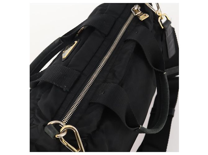 PRADA Hand Bag Nylon 2way Black Gold - vista 6