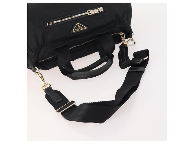 PRADA Hand Bag Nylon 2way Black Gold - vista 7