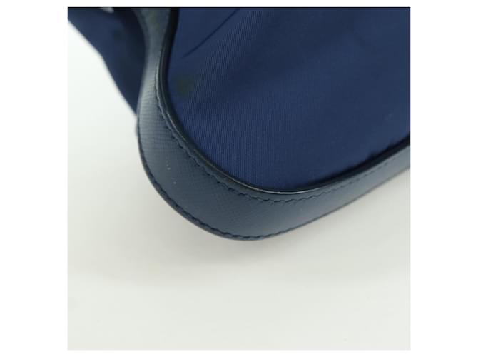PRADA Shoulder Bag Nylon Leather Blue Gold - vista 16
