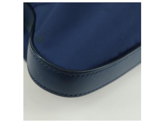 PRADA Shoulder Bag Nylon Leather Blue Gold - vista 18