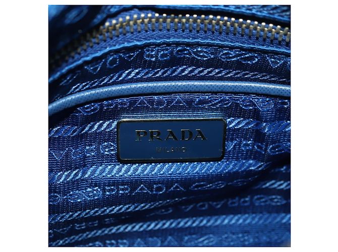 PRADA Shoulder Bag Nylon Leather Blue Gold - vista 22