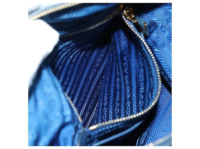 PRADA Shoulder Bag Nylon Leather Blue Gold - vista 26