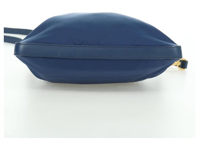 PRADA Shoulder Bag Nylon Leather Blue Gold - vista 7