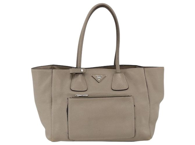 Sac Tote PRADA en cuir gris argenté - Ansicht 13