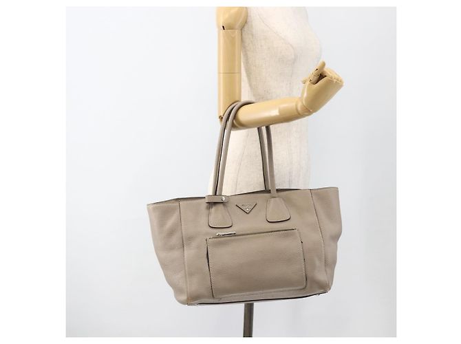 Sac Tote PRADA en cuir gris argenté - Ansicht 29