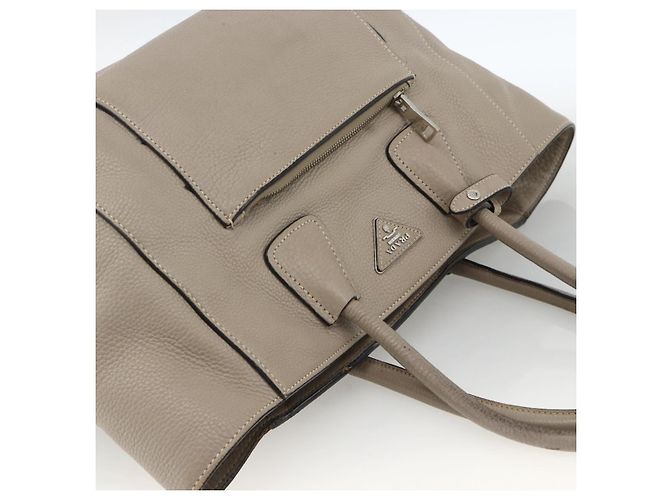 Sac Tote PRADA en cuir gris argenté - Ansicht 6