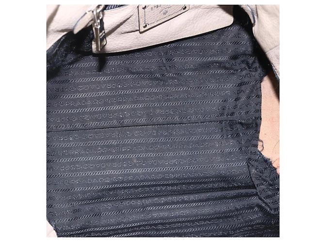 Sac Tote PRADA en cuir gris argenté - Ansicht 9