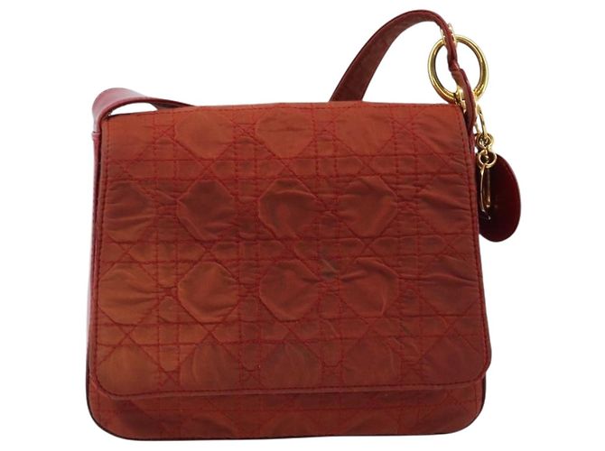 Christian Dior Canage Shoulder Bag Nylon Red Gold - vista 13