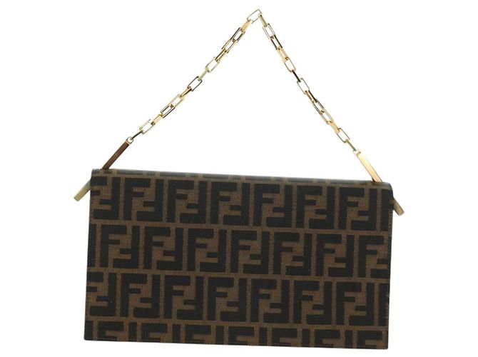 FENDI Zucca Canvas Shoulder Bag Black Brown gold - vista 13