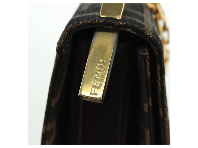 FENDI Zucca Canvas Shoulder Bag Black Brown gold - vista 17