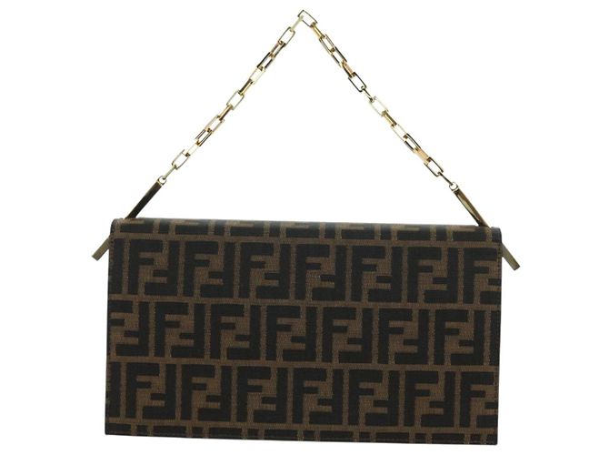 FENDI Zucca Canvas Shoulder Bag Black Brown gold - vista 2
