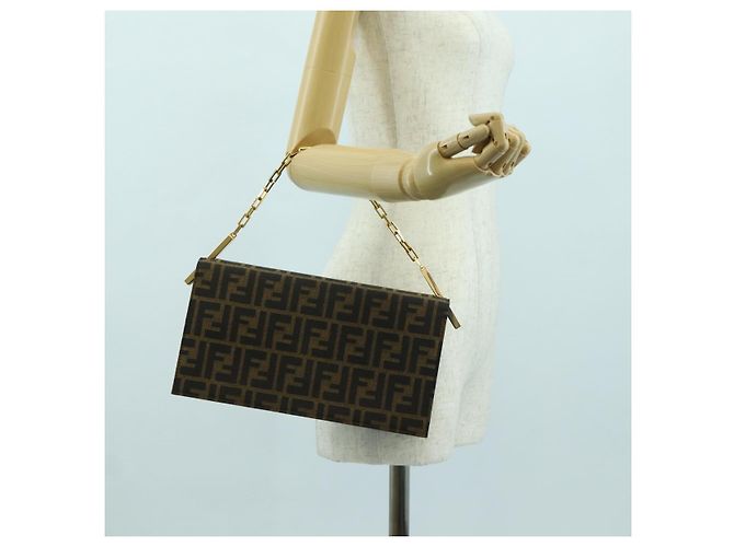 FENDI Zucca Canvas Shoulder Bag Black Brown gold - vista 24