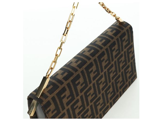 FENDI Zucca Canvas Shoulder Bag Black Brown gold - vista 6
