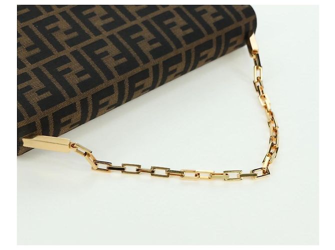 FENDI Zucca Canvas Shoulder Bag Black Brown gold - vista 7
