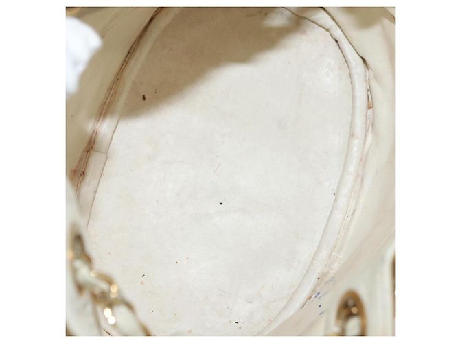 CHANEL Matelasse Drawstring Chain Shoulder Bag Leather Beige Gold CC - vista 10