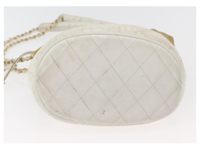 CHANEL Matelasse Drawstring Chain Shoulder Bag Leather Beige Gold CC - vista 5