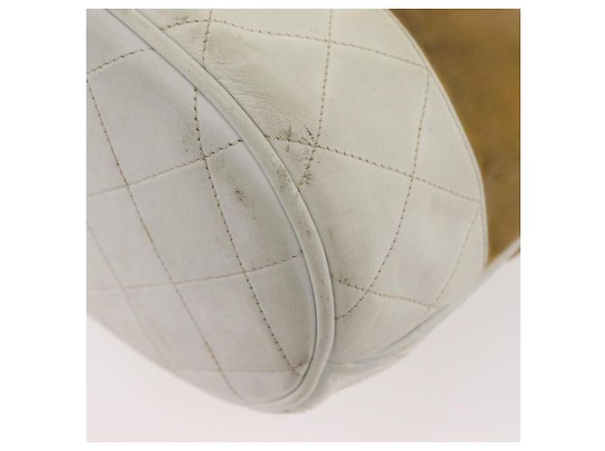 CHANEL Matelasse Drawstring Chain Shoulder Bag Leather Beige Gold CC - vista 8