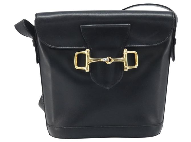 Céline CELINE Horsebit Shoulder Bag Leather Black Gold - vista 13