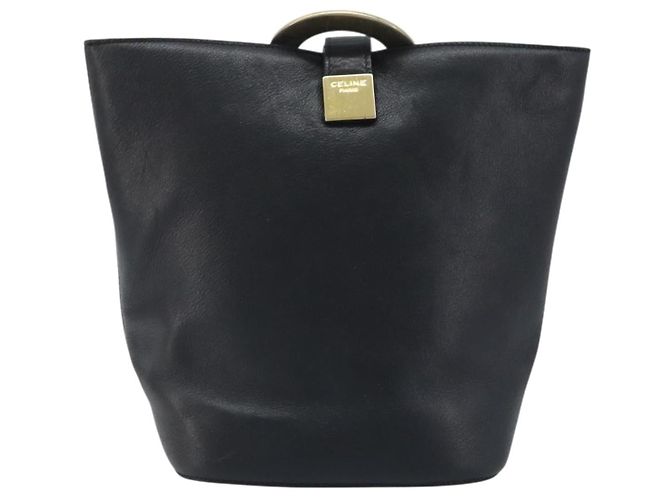 Céline CELINE Circle Shoulder Bag Leather Black Gold - vista 2