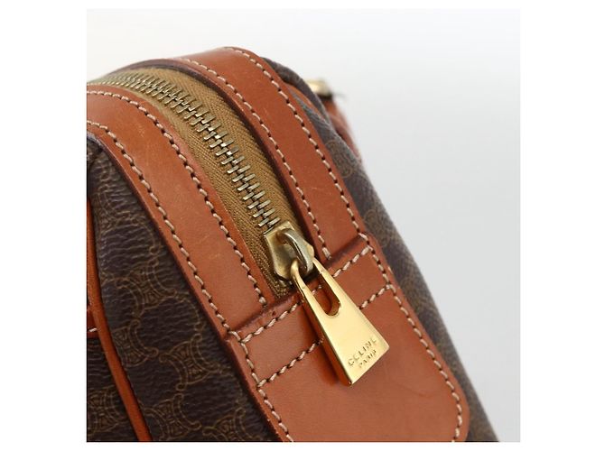 Céline CELINE Macadam Canvas Hand Bag PVC Leather Brown Gold - vista 10