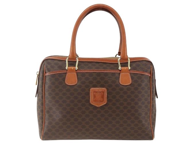 Céline CELINE Macadam Canvas Hand Bag PVC Leather Brown Gold - vista 13