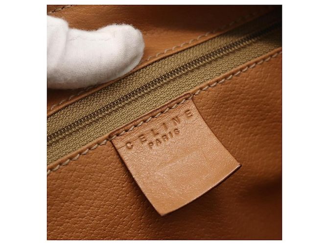 Céline CELINE Macadam Canvas Hand Bag PVC Leather Brown Gold - vista 17