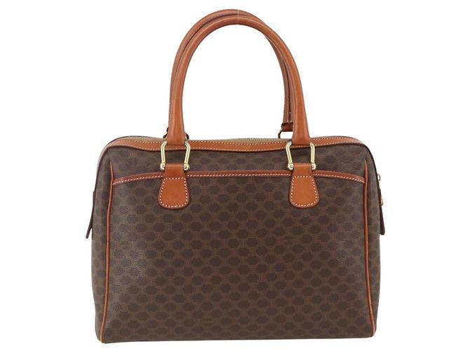 Céline CELINE Macadam Canvas Hand Bag PVC Leather Brown Gold - vista 2