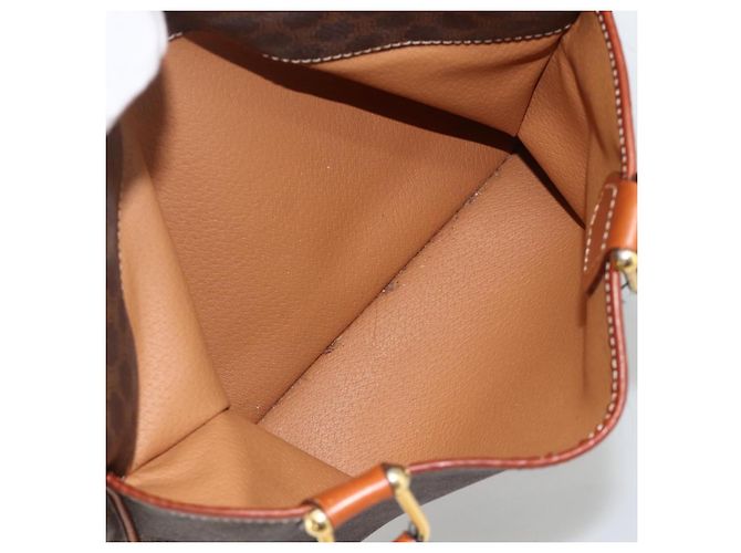 Céline CELINE Macadam Canvas Hand Bag PVC Leather Brown Gold - vista 23