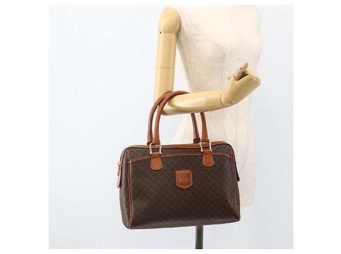 Céline CELINE Macadam Canvas Hand Bag PVC Leather Brown Gold - vista 24