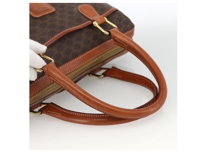 Céline CELINE Macadam Canvas Hand Bag PVC Leather Brown Gold - vista 7