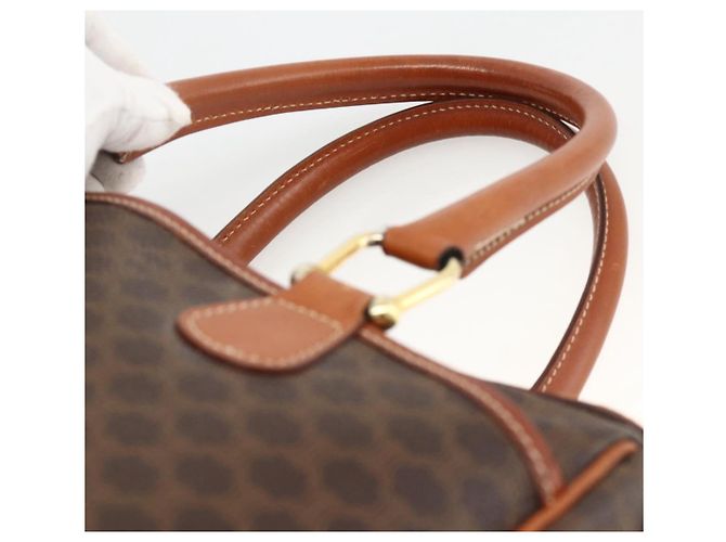 Céline CELINE Macadam Canvas Hand Bag PVC Leather Brown Gold - vista 8