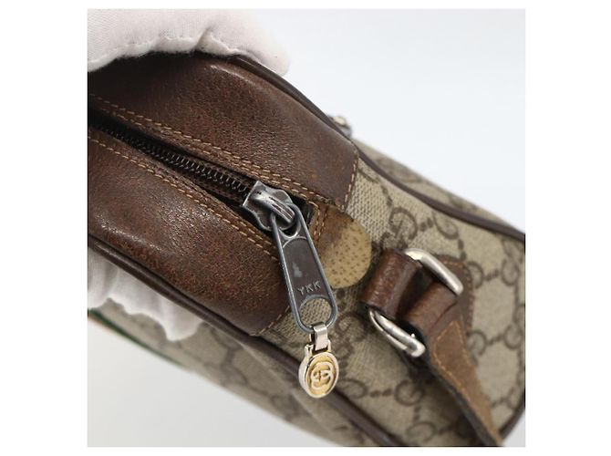 GUCCI GG Supreme Web Sherry Line Shoulder Bag PVC Beige Gold - vista 10