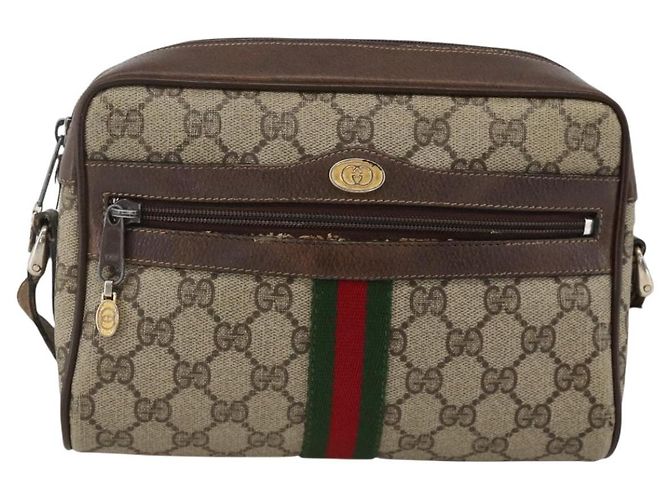 GUCCI GG Supreme Web Sherry Line Shoulder Bag PVC Beige Gold - vista 13