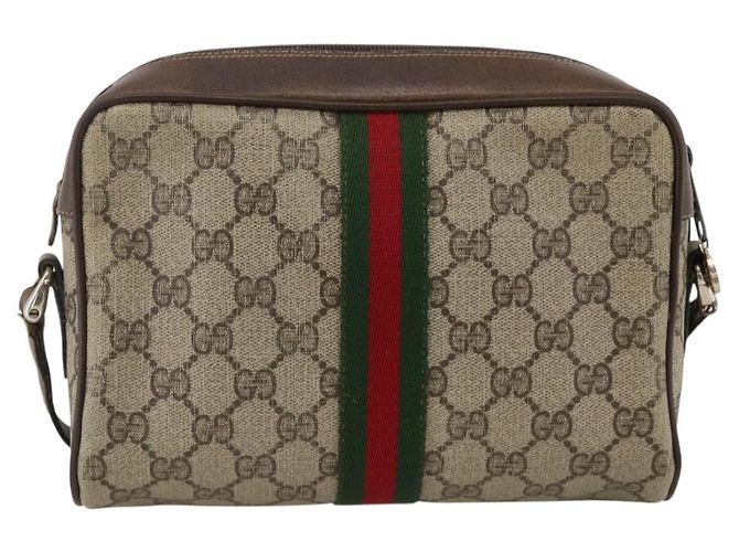 GUCCI GG Supreme Web Sherry Line Shoulder Bag PVC Beige Gold - vista 2