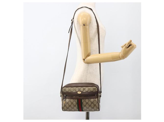 GUCCI GG Supreme Web Sherry Line Shoulder Bag PVC Beige Gold - vista 21