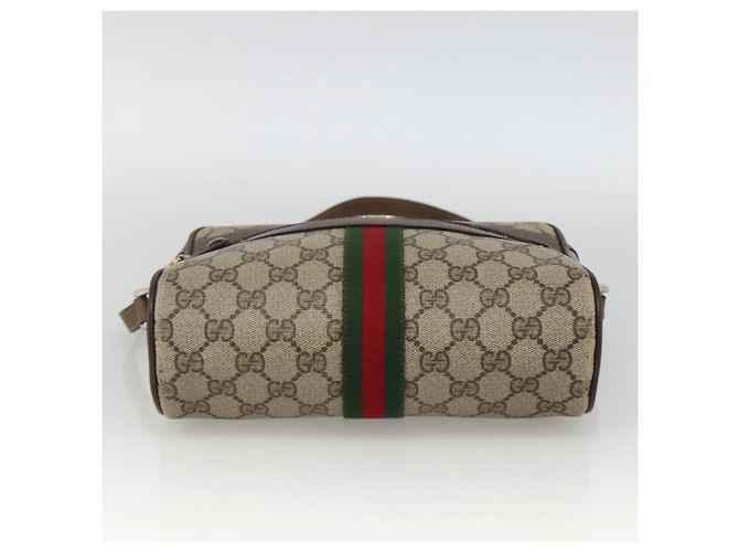GUCCI GG Supreme Web Sherry Line Shoulder Bag PVC Beige Gold - vista 5