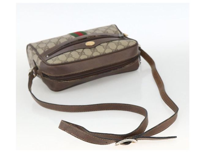 GUCCI GG Supreme Web Sherry Line Shoulder Bag PVC Beige Gold - vista 7