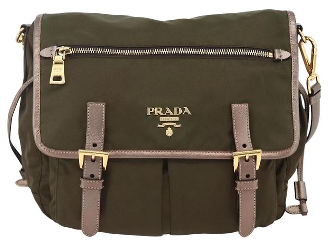 PRADA Shoulder Bag Nylon Khaki Gold - vista 13