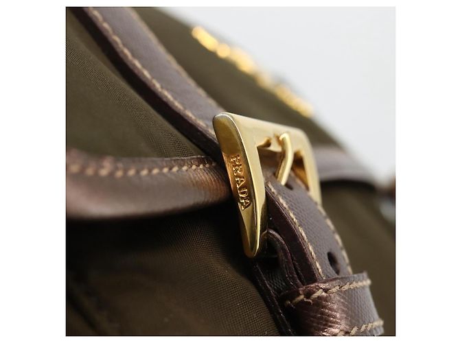 PRADA Shoulder Bag Nylon Khaki Gold - vista 18