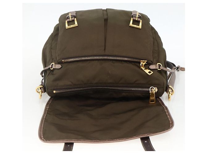 PRADA Shoulder Bag Nylon Khaki Gold - vista 21