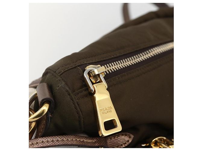 PRADA Shoulder Bag Nylon Khaki Gold - vista 22